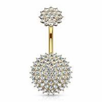 Bauchnabelpiercing Paved Round Shields vergoldet