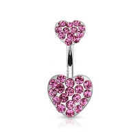 Bauchnabelpiercing Doppelherz rosa