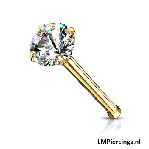 Neuspiercing PVD CZ top round 2.5 mm Neuspiercing PVD CZ top round 2.5 mm