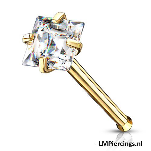 Neuspiercing PVD CZ top square 2.5 mm Neuspiercing PVD CZ top square 2.5 mm