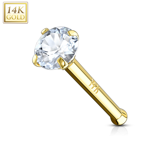 Piercing 14kt stud met steen 0.8x6x2 Piercing 14kt stud met steen 0.8x6x2