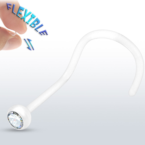 Neuspiercing U-bocht steentje flexibel 0.8x6x2 Neuspiercing U-bocht steentje flexibel 0.8x6x2