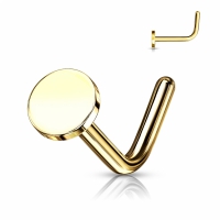 Nasenpiercing L-Bogen Flat Top vergoldet
