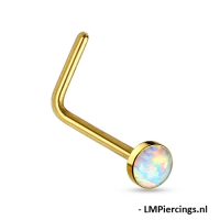 Nasenpiercing L-Bogen Opal vergoldet
