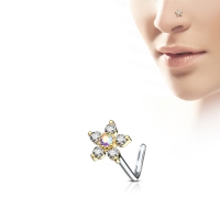 Nasenpiercing Blume 6top gold/weiß