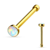 Nasenpiercing Opal weiß 2,5 mm goldfarben