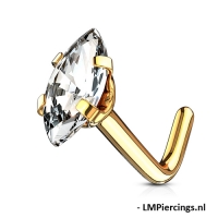 Nasenpiercing Marquise ovaler Stein hochwertig goldfarben