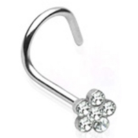 Nasenpiercing Kurve Blume weiß
