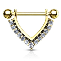 Brustwarzenpiercing extra glänzende CZ-Steine vergoldet