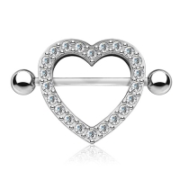 Brustwarzenpiercing Herz weiß