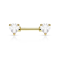 Brustwarzenpiercing Herz weiß vergoldet 16mm