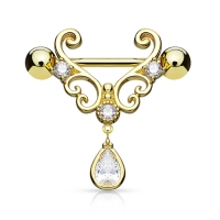Brustwarzenpiercing Tropfen Anhänger vergoldet