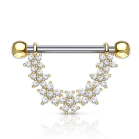 Brustwarzenpiercing CZ Blume gefüttert vergoldet