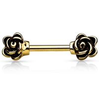 Brustwarzenpiercing 2 Rosen vergoldet