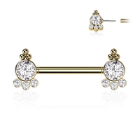 Piercing elegante 4 Kugeln und Cluster beidseitig vergoldet