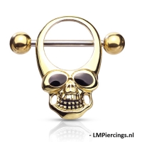 Brustwarzenpiercing Totenkopf vergoldet
