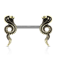 Brustwarzenpiercing Kobras Antik Gold