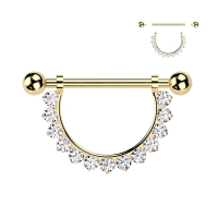 Brustwarzenpiercing mit Goldsteinen besetzt