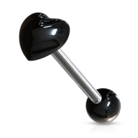 Zungenpiercing UV Herz schwarz