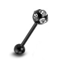 Piercing schwarz 5 Steine wei&szlig;