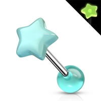 Zungenpiercing Glow in the Dark Stern blau