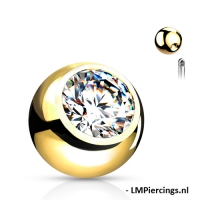 Kugel vergoldet Stein weiß 1,2x 3 mm