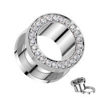 Tunnel titanium Screw-fit tunnel met witte steentjes