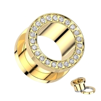 6 mm Schraubtunnel schwarz mit wei&szlig;en Steinen