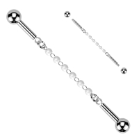 Industrial piercing PVD ketting met 6 parels