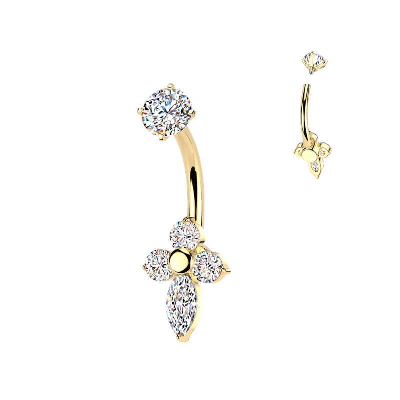 Navelpiercing PVD lotus style Navelpiercing PVD lotus style