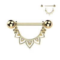 Piercingkette mit Kreuzanh&auml;nger gold