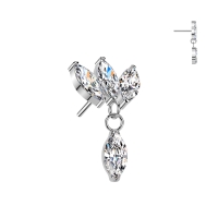 Marquise hanger TOP - Titanium - Threadless Push In