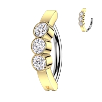 Piercing ovale Steine mit Herz in der Mitte gold