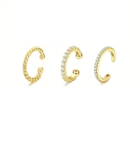 Fake Piercing Doppelkreuz CZ Pav&eacute; vergoldet