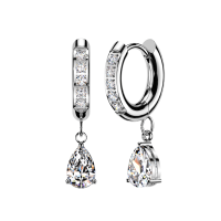 Oorbellen CZ hanger met teardrop 0.8x8