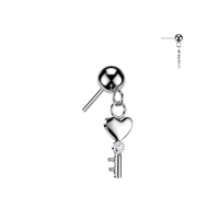 Piercing titanium TOP hartjes sleutel push in