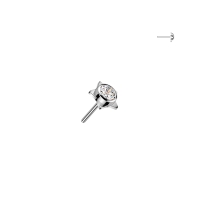 Piercing titanium TOP ster met CZ steen push in