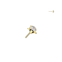 Piercing titanium TOP ster met CZ steen push in