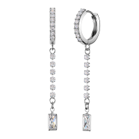 Oorbellen ringetje steentjes hanger gemmed 0.8x10