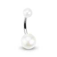 Gebogenes Piercing Perle weiß