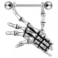 Brustwarzenpiercing Totenkopf Hand