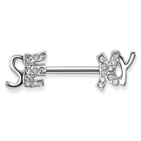 Sexy weißes Brustwarzenpiercing