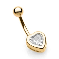 Navelpiercing hart gold plated 14kt.