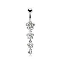 Navelpiercing 3 bloem hanger wit