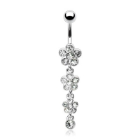 Bauchnabelpiercing 3 Blumenanhänger weiß
