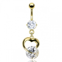 Bauchnabelpiercing Herz mit Stein vergoldet 14kt.