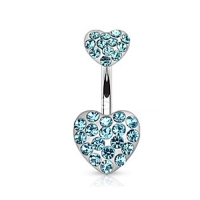 Bauchnabelpiercing Doppelherz Aqua