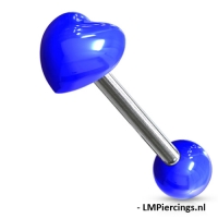 Zungenpiercing UV Herz blau