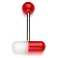 Zungenpiercing UV Pille rot