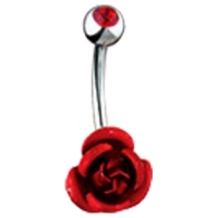 Navelpiercing metalen roos rood